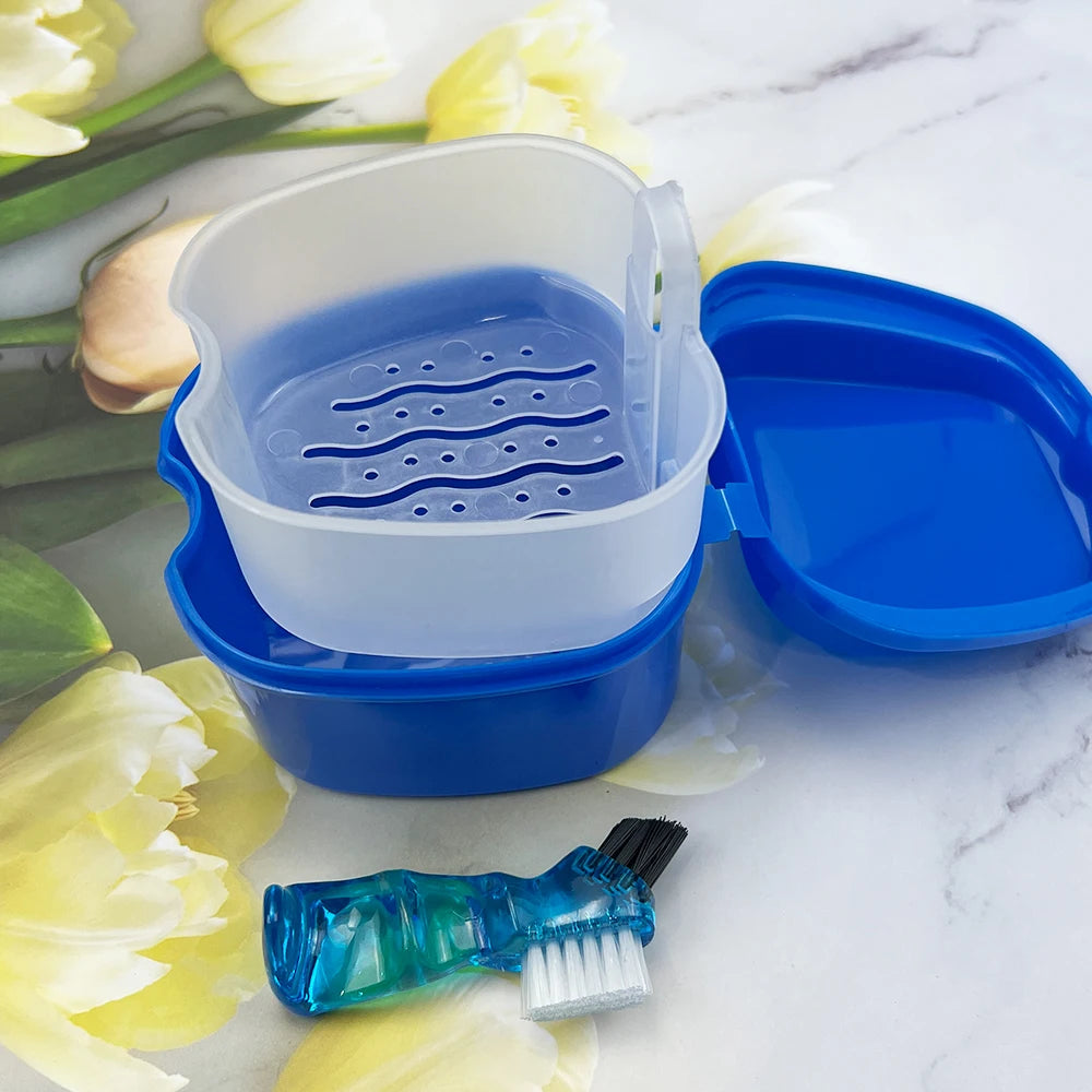 Boîte de trempage pour prothèse dentaire – Panier + couvercle