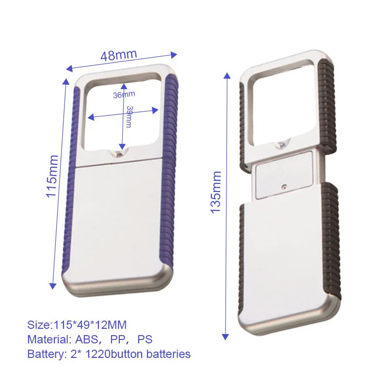 Loupe éclairante LED de poche – Lecture seniors