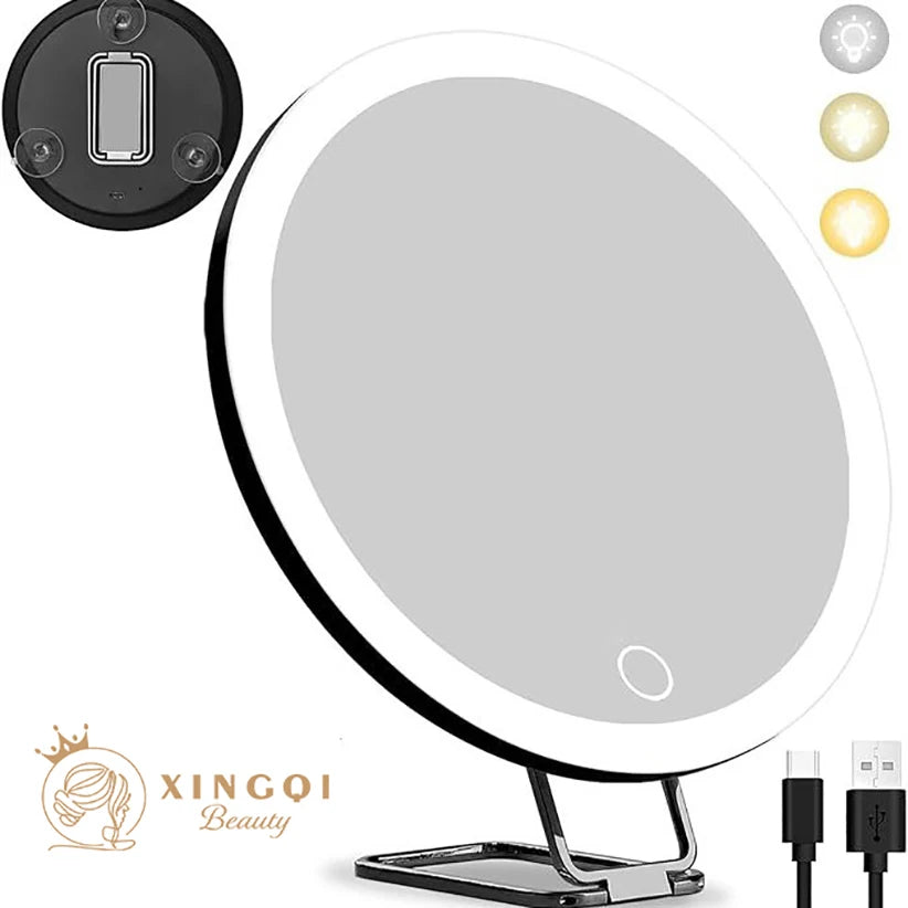 Miroir grossissant lumineux LED – x5 à x30, pied pliable