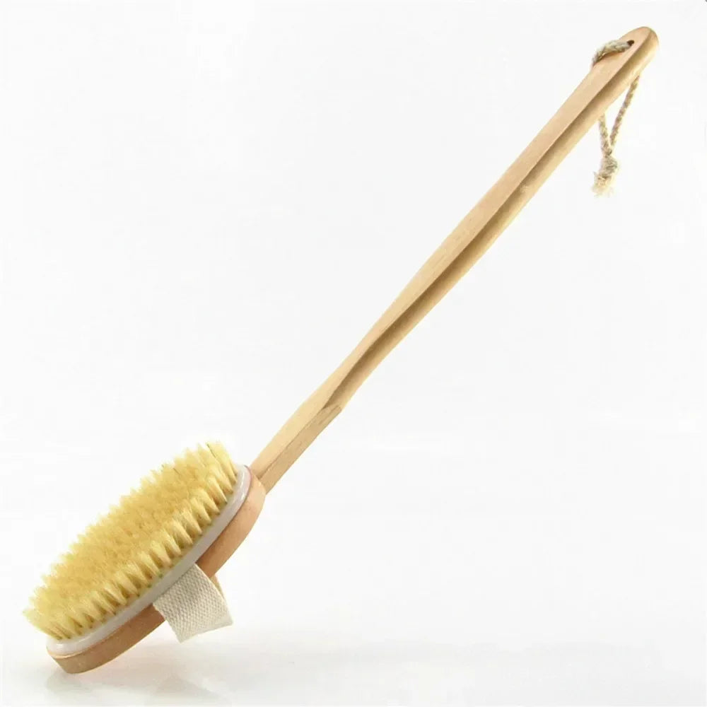 Brosse de dos et de bain à long manche en bois (soies naturelles)