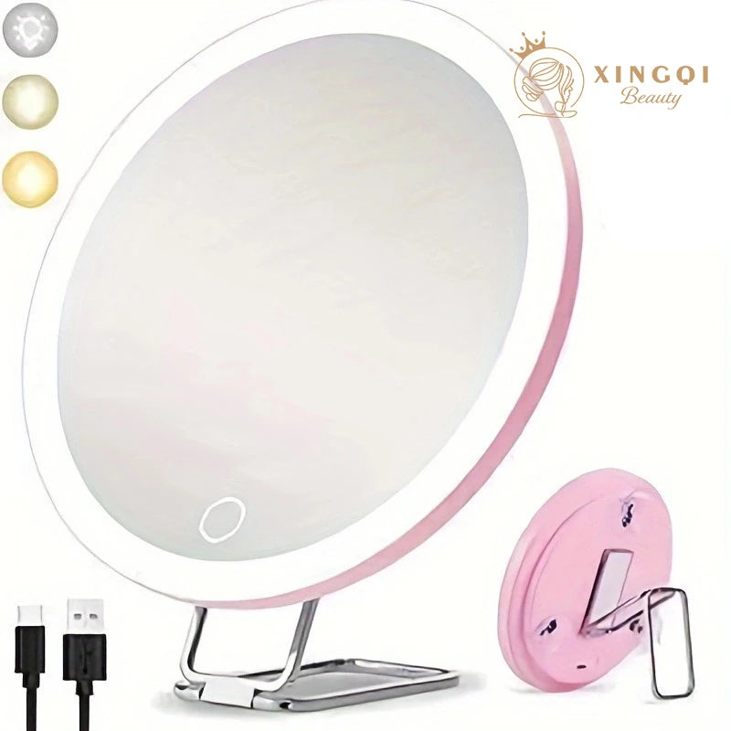 Miroir grossissant lumineux LED – x5 à x30, pied pliable
