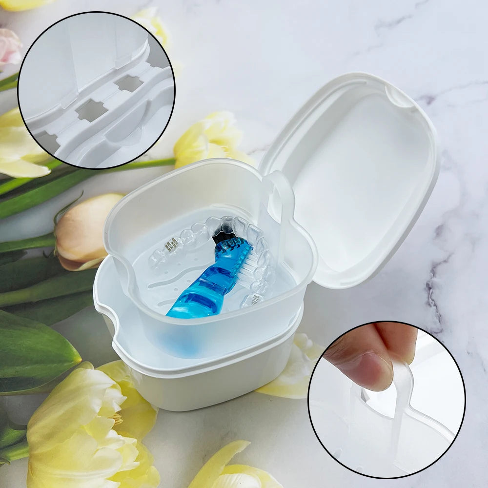 Boîte de trempage pour prothèse dentaire – Panier + couvercle