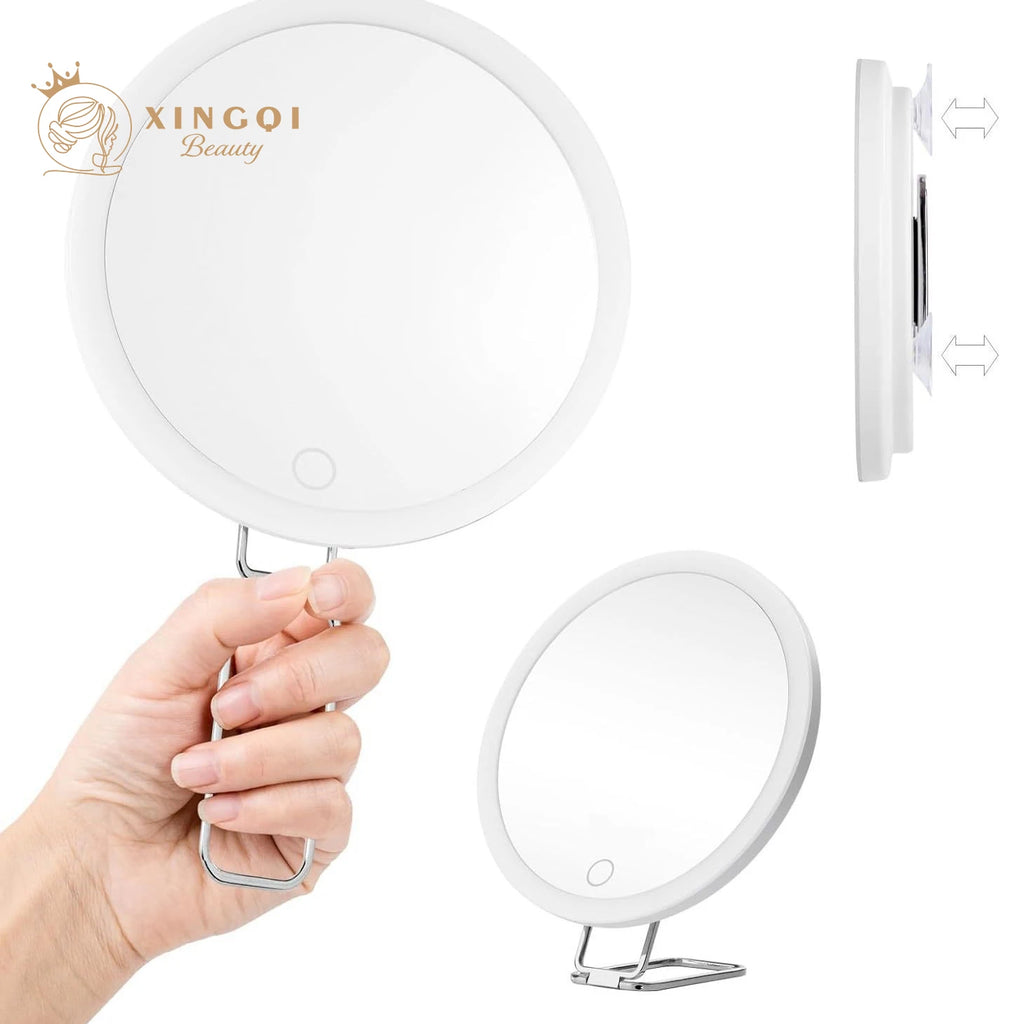 Miroir grossissant lumineux LED – x5 à x30, pied pliable