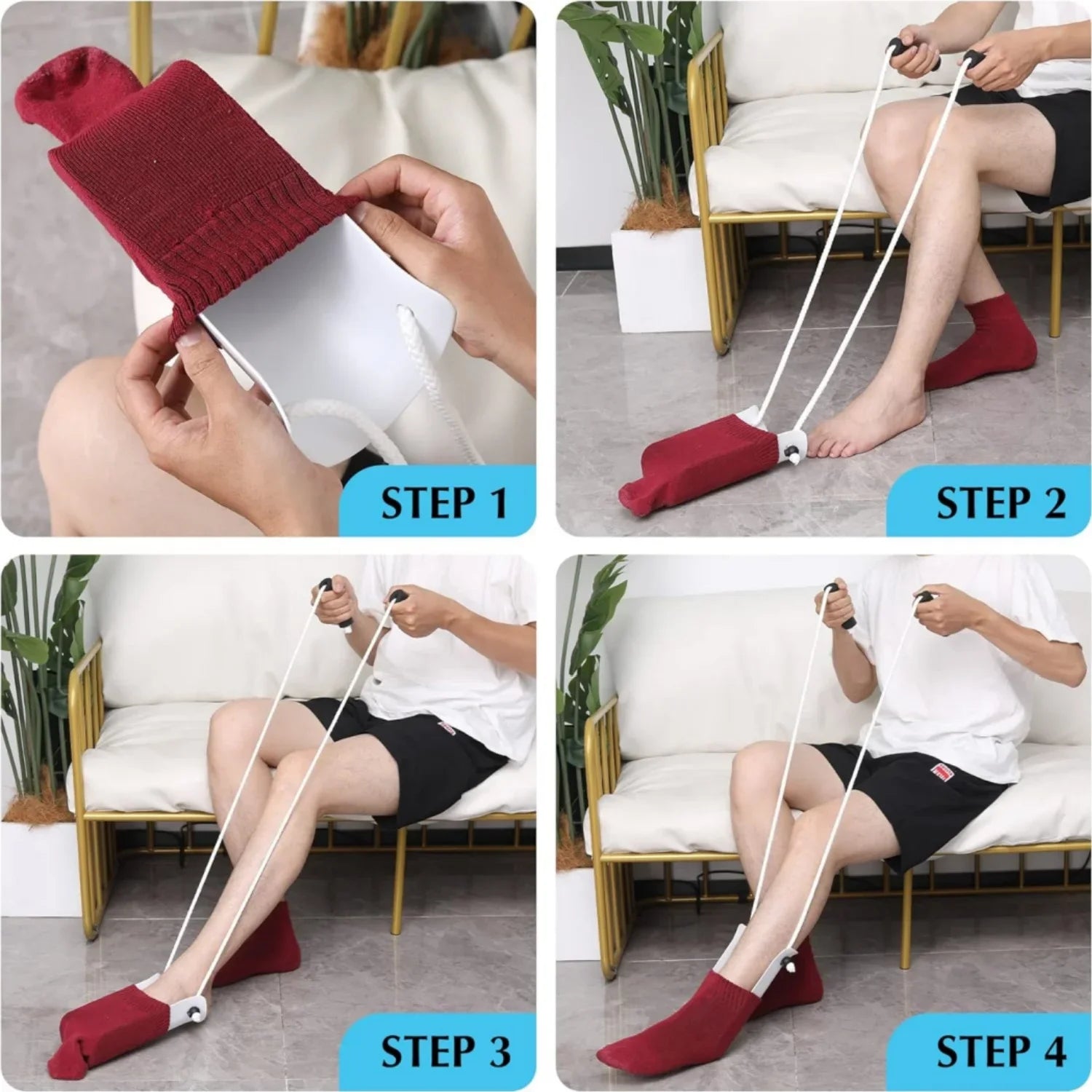 Enfile-chaussettes à poignées mousse – Aide à l'habillage