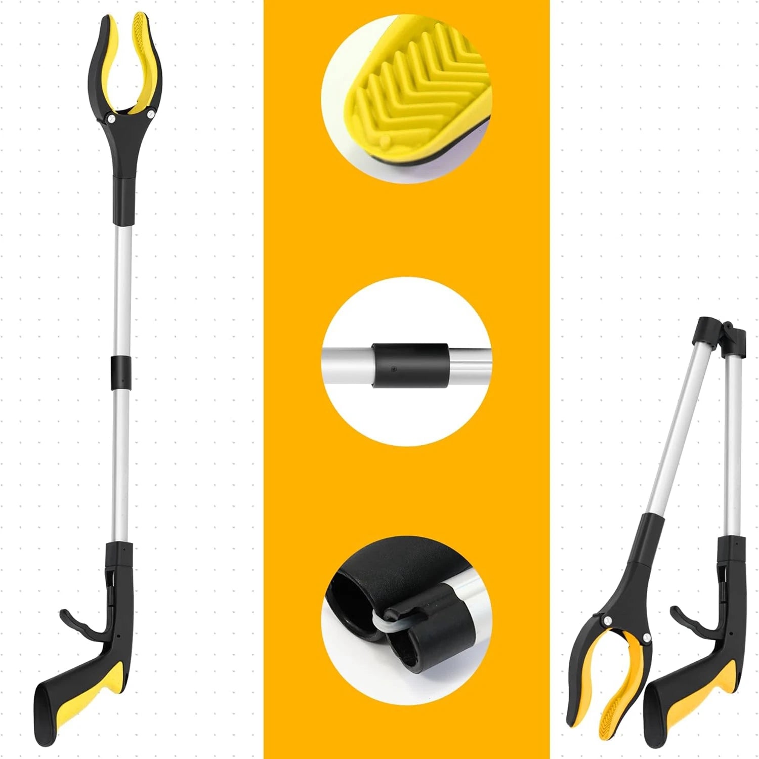 Pince de préhension télescopique 82 cm à tête rotative 360°
